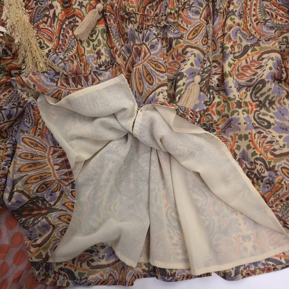 Fate Sheer Lined Women's Multicolor Paisley Button Down Top Sz L - Picture 5 of 13